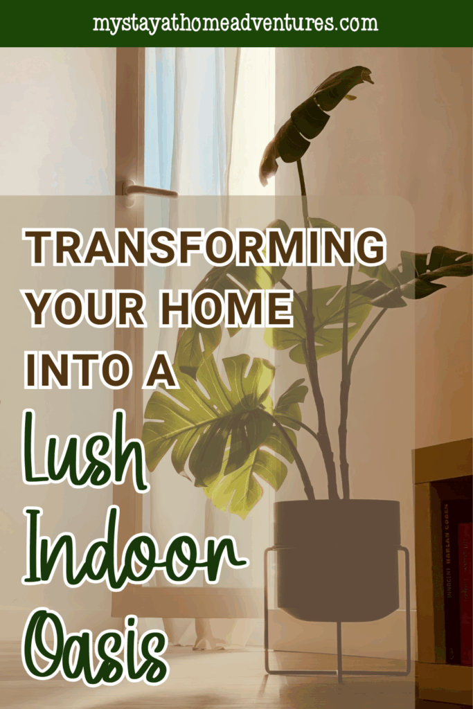 A peaceful space with a large indoor plant by the window, capturing the calming feel of a lush indoor oasis at home.