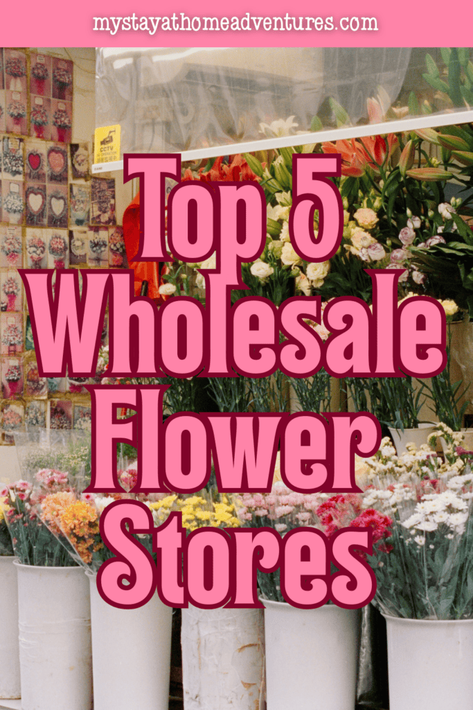 Display of assorted fresh flowers arranged in containers at a shop, highlighting a wide selection available for wholesale purchasing.