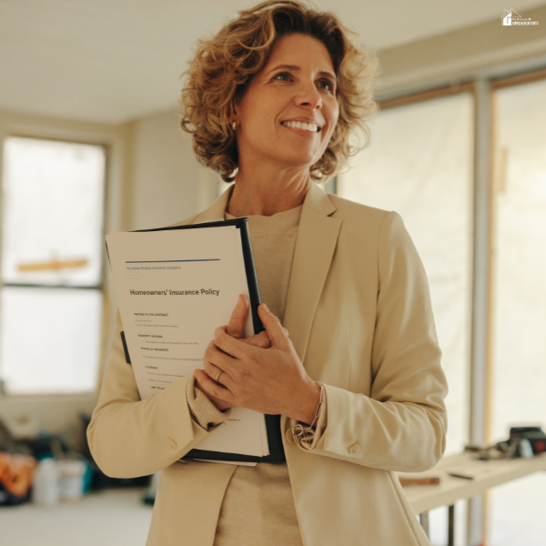 Homeowner holding remodeling documents in a bright space, highlighting preparation and organization before starting a project.