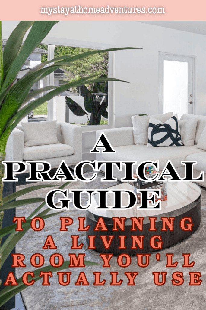 Comfortable family living room with a sectional sofa, large windows, indoor plants, and a thoughtful layout that balances style and functionality.