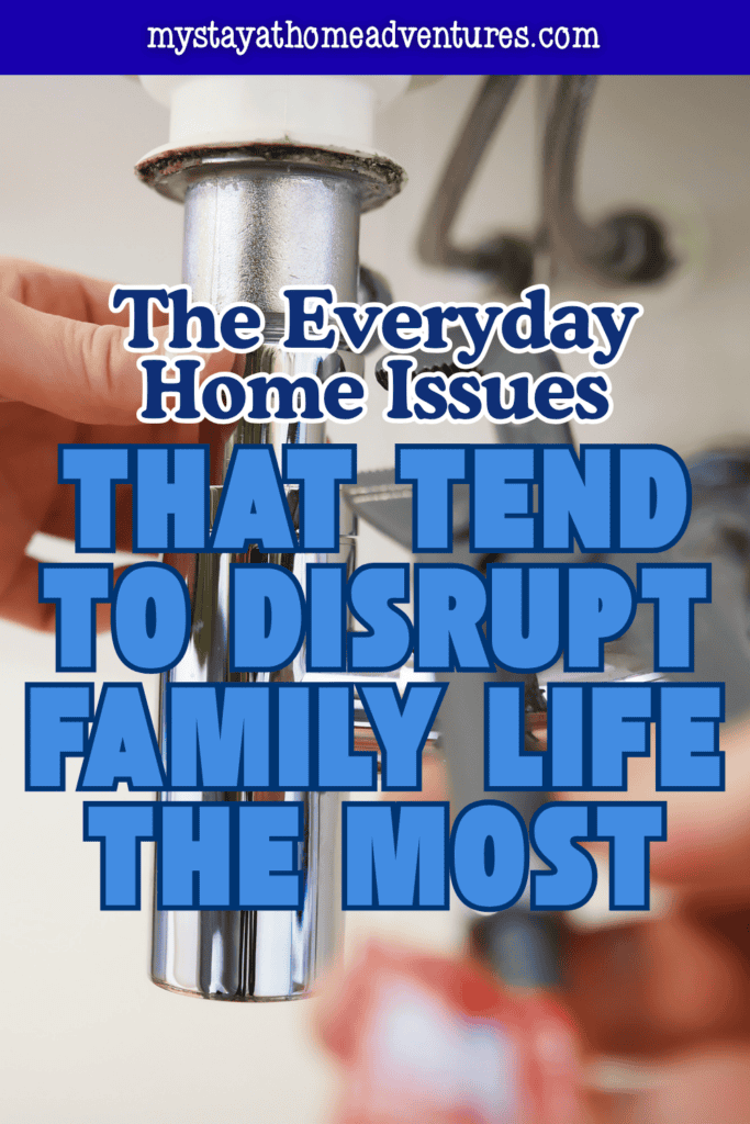 Hand repairing a bathroom sink pipe under a faucet, highlighting common home maintenance problems that can interrupt family routines and daily comfort.