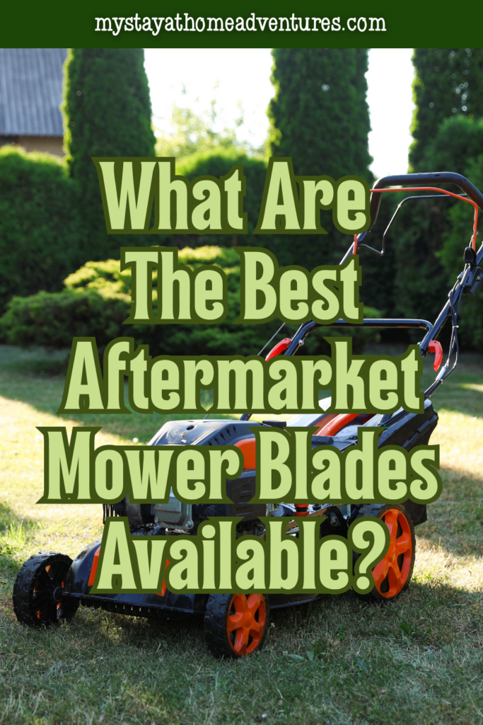 A lawn mower on a well-kept yard, representing the clean finish achieved with the best aftermarket mower blades.
