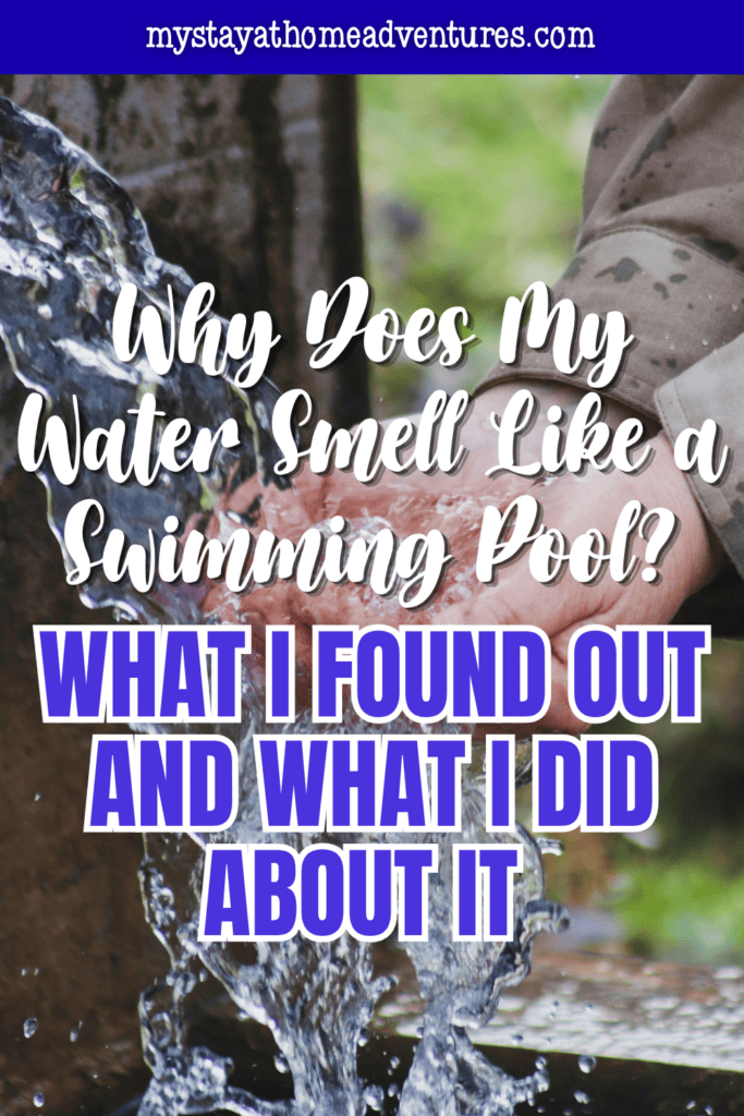 Running outdoor water flowing into hands to represent checking and improving water that smells heavily chlorinated.