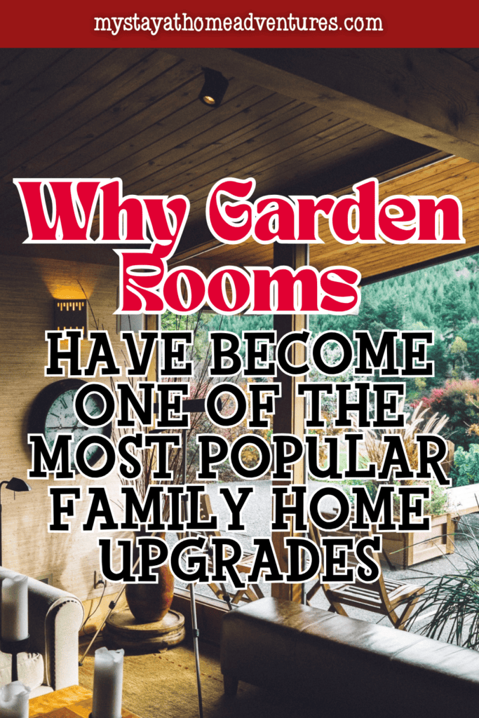 Warm and inviting garden room with large windows and seating, showing why families use garden rooms for work, hobbies, and relaxation.