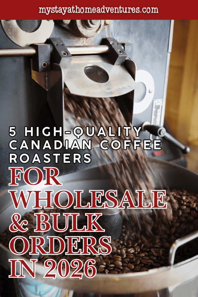 Freshly roasted coffee beans moving through commercial roasting equipment for large-scale distribution to cafés, offices, and wholesale buyers.