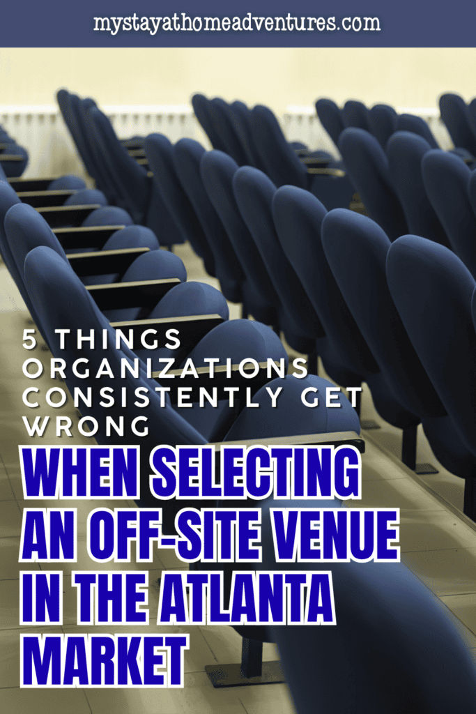 Event seating setup prepared for a business function, emphasizing key considerations when selecting an off-site venue for meetings, training sessions, or conferences.