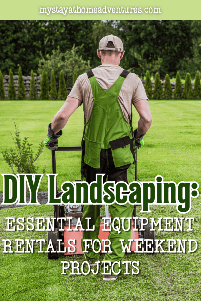 Person operating lawn care equipment across a large yard, demonstrating the value of landscaping equipment rentals for outdoor projects.
