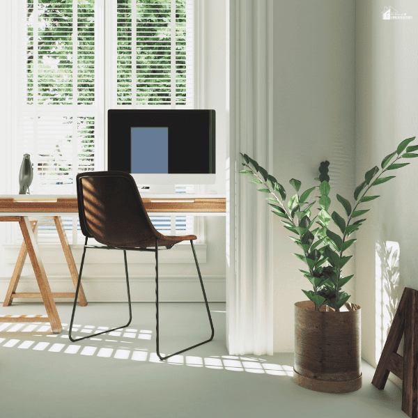 Office chair positioned at a bright home workstation, creating a comfortable and functional space for remote work.