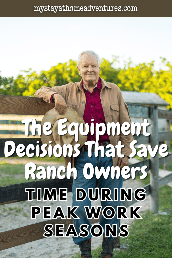 Ranch owner standing by a wooden fence with a cowboy hat, highlighting smart equipment planning for efficient ranch operations.