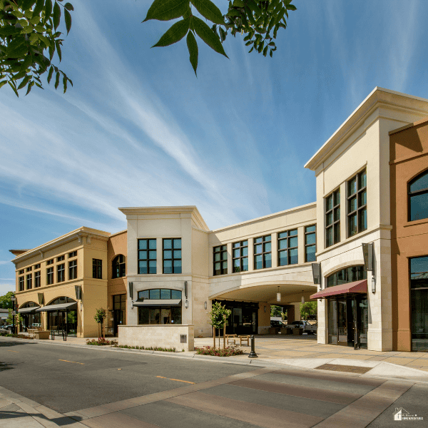 Modern commercial building with retail and office space designed to support long-term functionality, accessibility, and property maintenance needs.