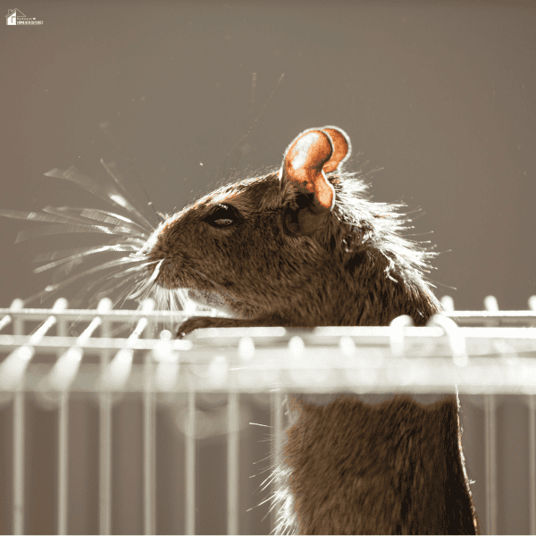 Close-up of a rodent inside a trap, highlighting the importance of monitoring and controlling household pest activity.