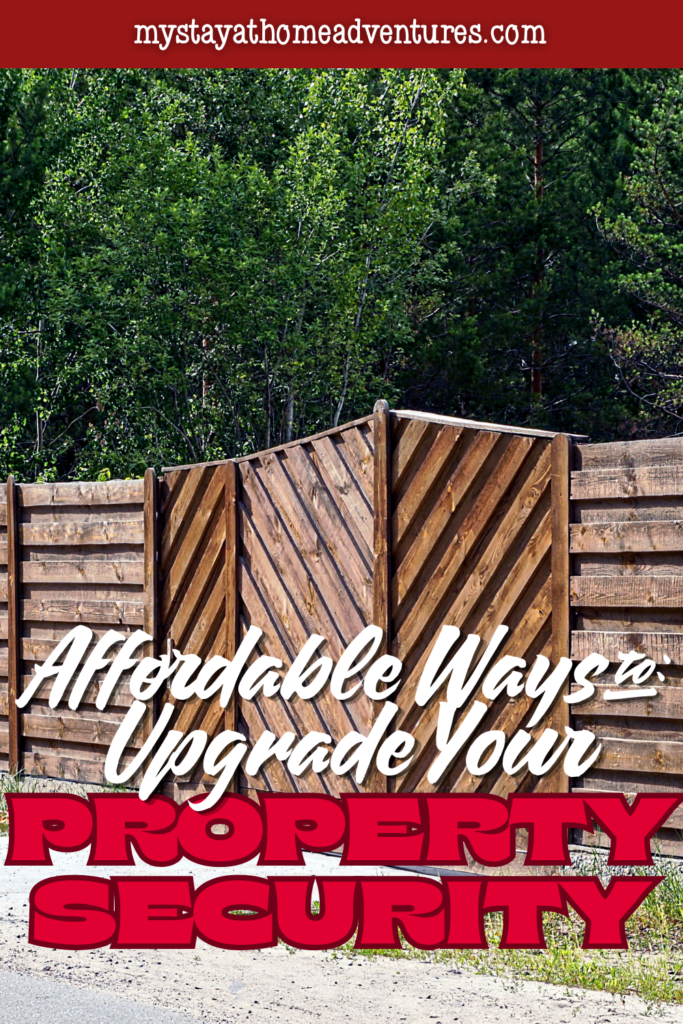 Modern wooden privacy fence and secure entry gate surrounding a residential property, showcasing an affordable and stylish approach to improving home security.