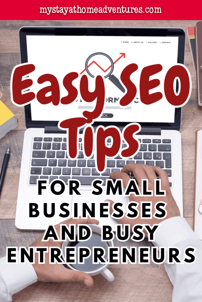 A person works on a laptop while implementing SEO tips to help a small business improve online visibility and grow organic traffic.