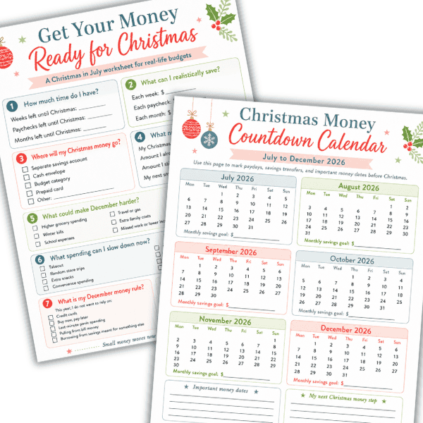 Two printables to help you get your money ready for Christmas