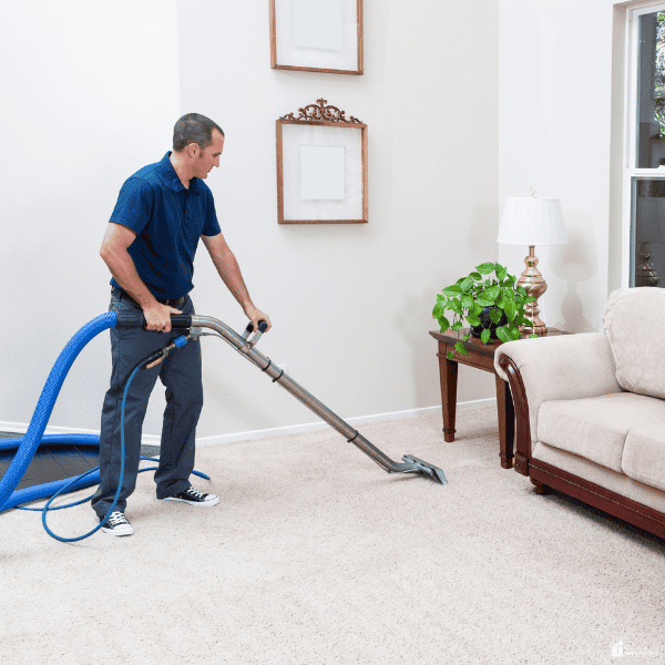 A professional uses carpet cleaning equipment to remove dirt and help maintain a fresh, clean home.
