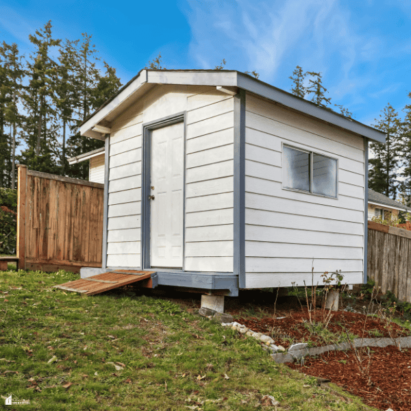 Small detached backyard shed that can add useful storage, workspace, or flexible living space to a residential property.