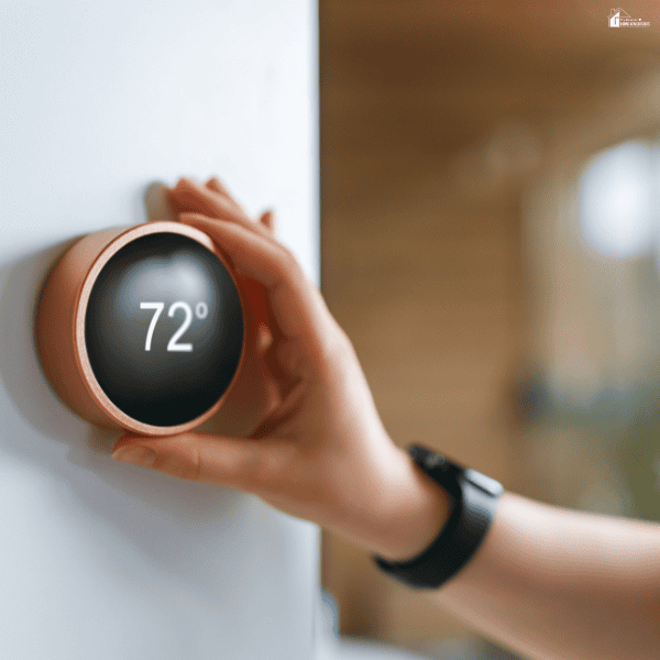 Person adjusting a smart thermostat, highlighting a simple home upgrade that improves indoor comfort and temperature control.