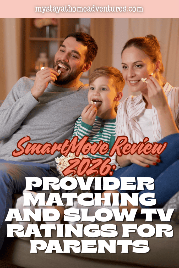 Two adults and a young boy share popcorn during family viewing time, illustrating age-appropriate entertainment choices.