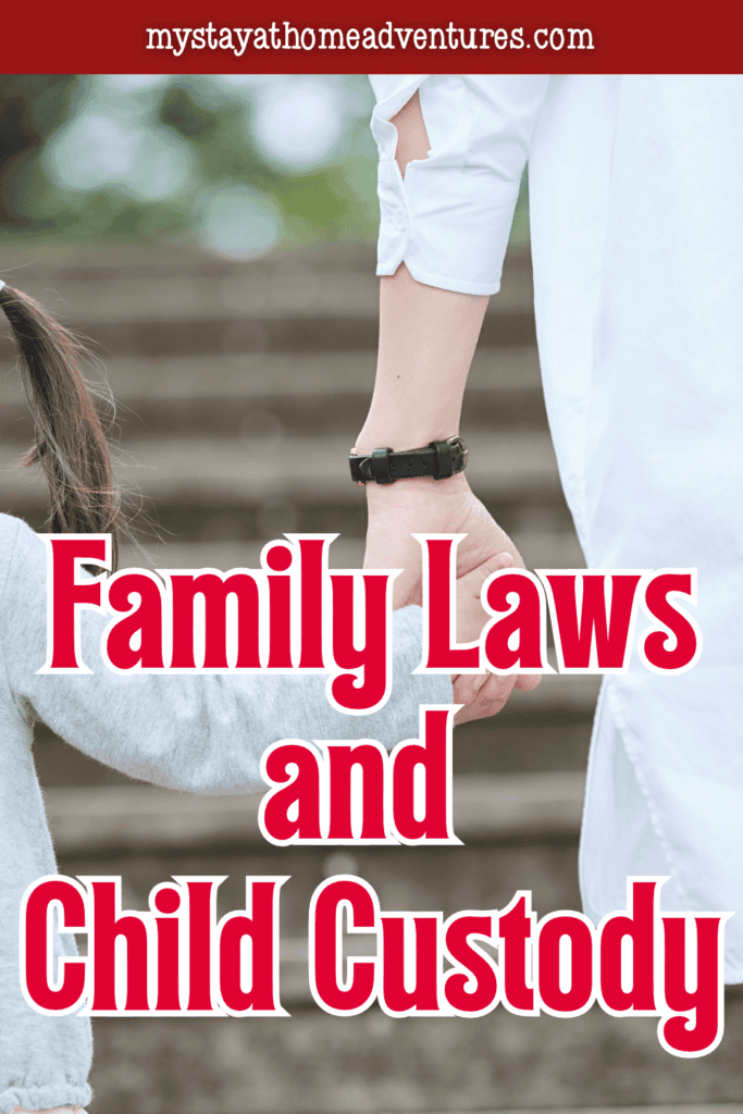 A young girl holds an adult’s hand beside outdoor steps, illustrating parental support in the context of family laws and child custody.
