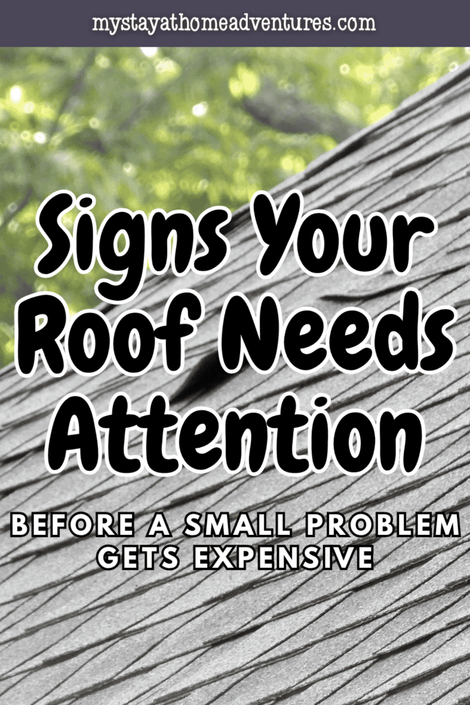 Curled and lifted asphalt shingles reveal roofing problems, with visible gaps between overlapping rows.